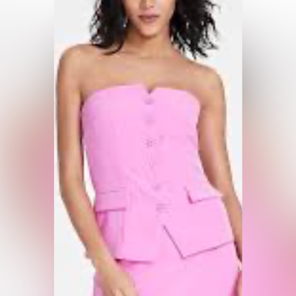 Bar III strapless vest with buttons fitted style Barbie pink suiting work career